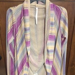 Woman's Strip Color Open Cardigan